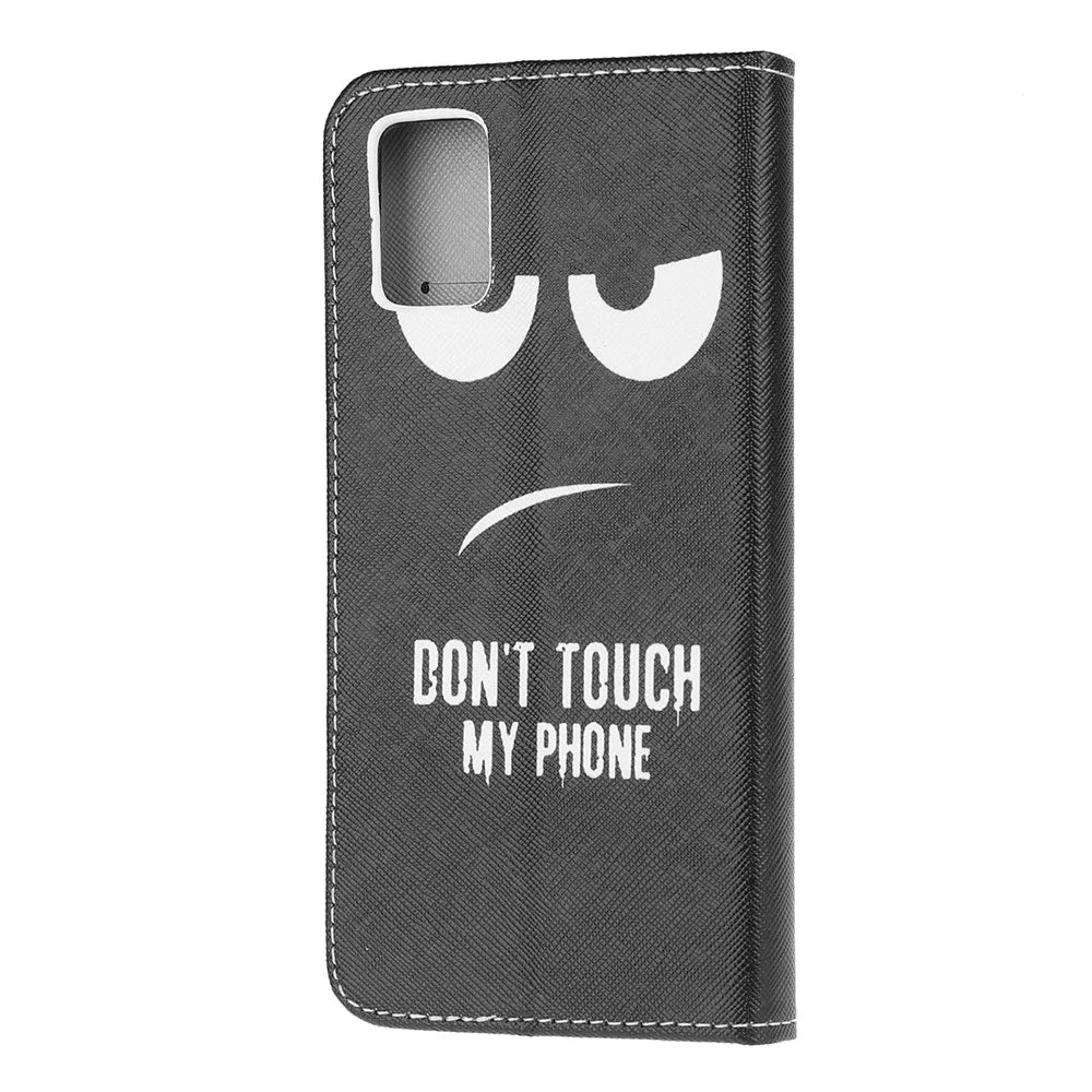 For Samsung Galaxy A71 Pattern Printing Wallet Stand Leather Mobile Shell Cover - Don't Touch My Phone - 3