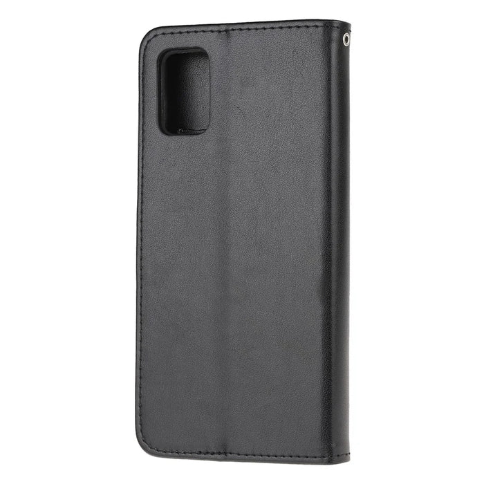 Imprint Butterfly Flower Surface PU Leather Flip Case for Samsung Galaxy A71 - Black - 3