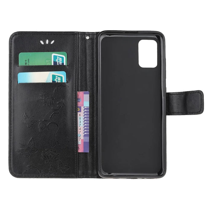 Imprint Butterfly Flower Surface PU Leather Flip Case for Samsung Galaxy A71 - Black - 5