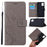 Imprint Butterflies Wallet Stand Flip Leather Phone Shell for Samsung Galaxy A51 - Grey - 1