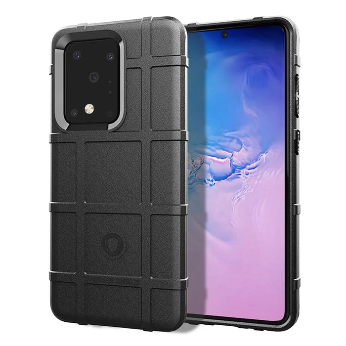Rugged Shield Square Texture TPU Case for Samsung Galaxy S20 Ultra - Black - 1
