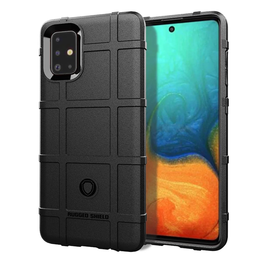 Shock-proof Rugged Square Grid Texture TPU Shell for Samsung Galaxy A71 - Black - 1