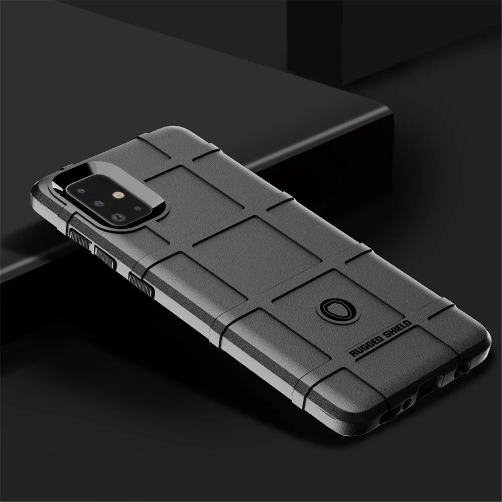Shock-proof Rugged Square Grid Texture TPU Shell for Samsung Galaxy A71 - Black - 4