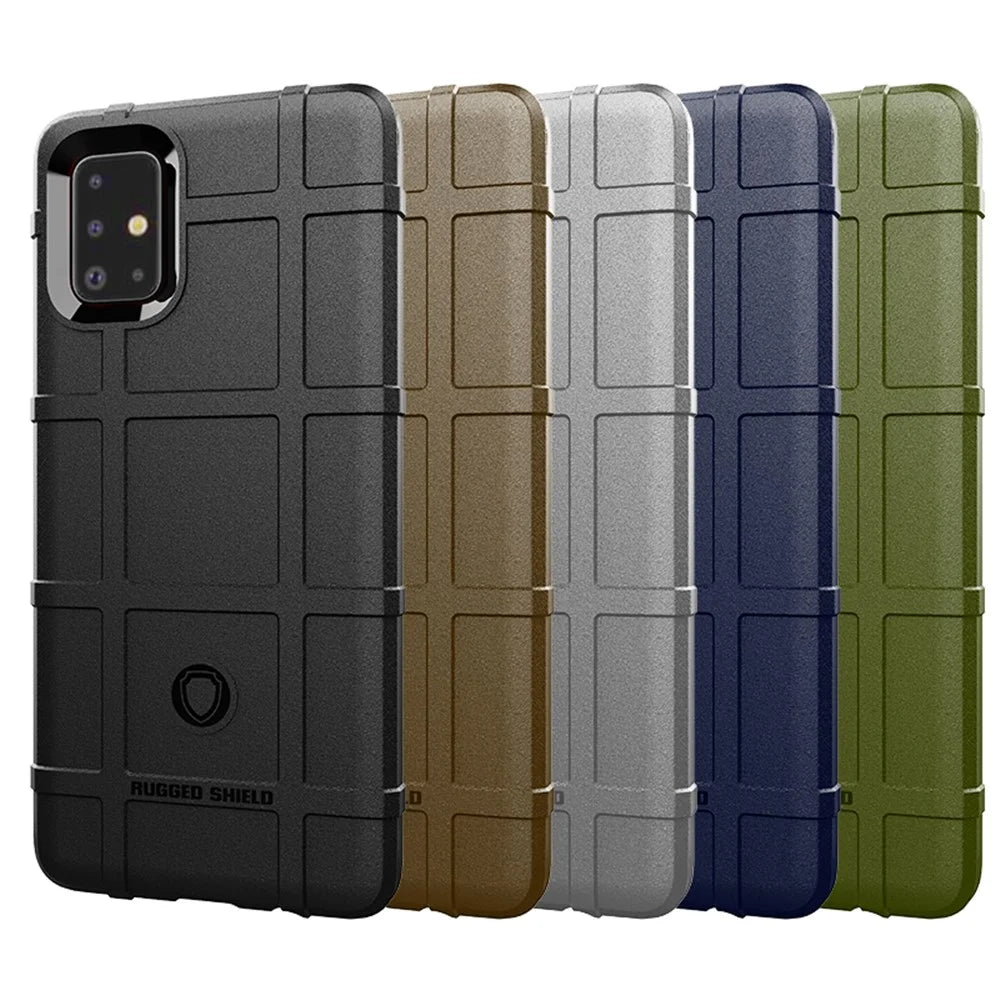 Shock-proof Rugged Square Grid Texture TPU Shell for Samsung Galaxy A71 - Black - 5