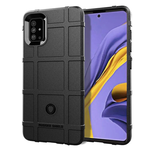 Rugged Shield Square Grid Texture TPU Phone Case for Samsung Galaxy A51 - Black - 1