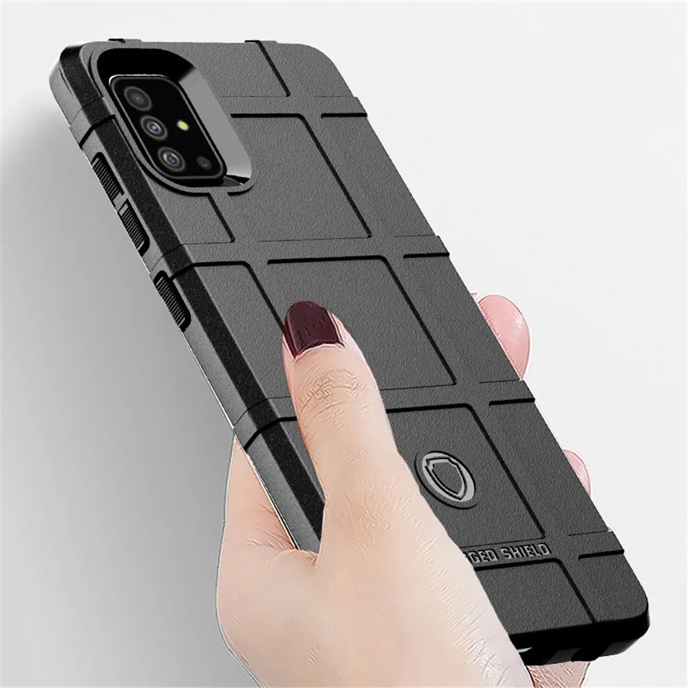 Rugged Shield Square Grid Texture TPU Phone Case for Samsung Galaxy A51 - Black - 3