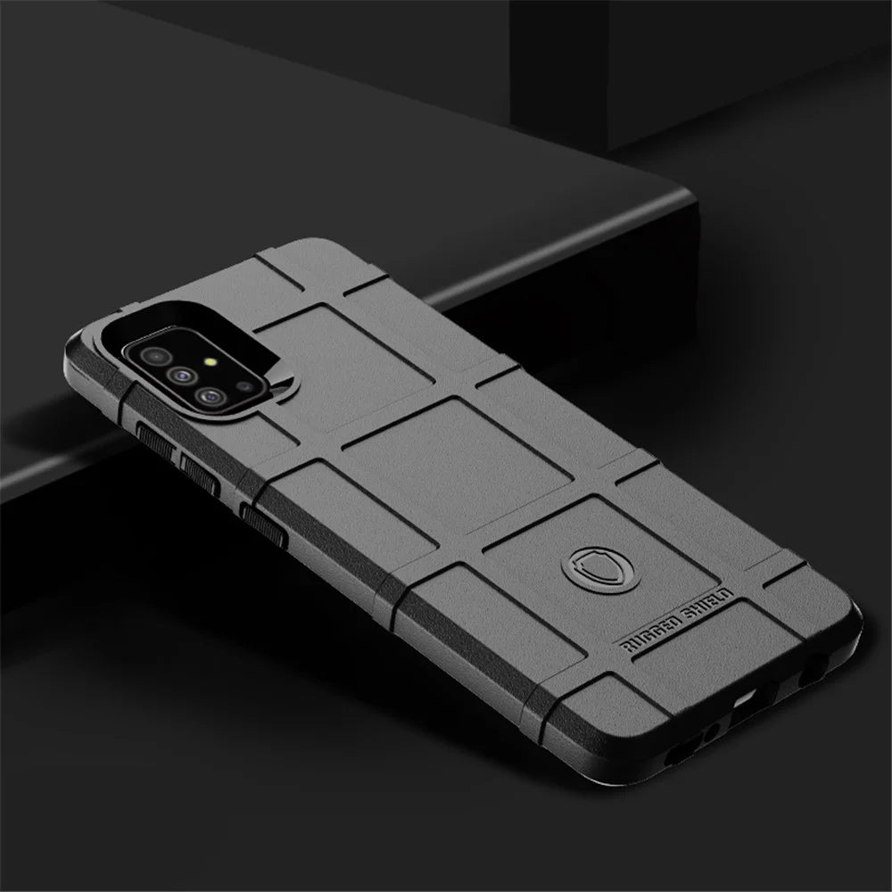 Rugged Shield Square Grid Texture TPU Phone Case for Samsung Galaxy A51 - Black - 4