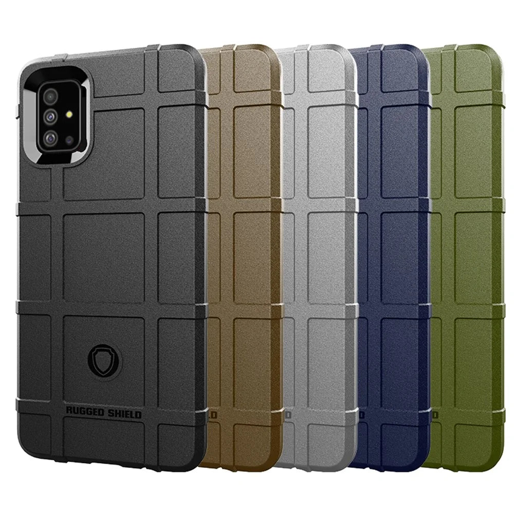 Rugged Shield Square Grid Texture TPU Phone Case for Samsung Galaxy A51 - Black - 5