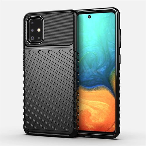 Thunder Series Twill Texture TPU Protector Cover for Samsung Galaxy A71 - Black - 1