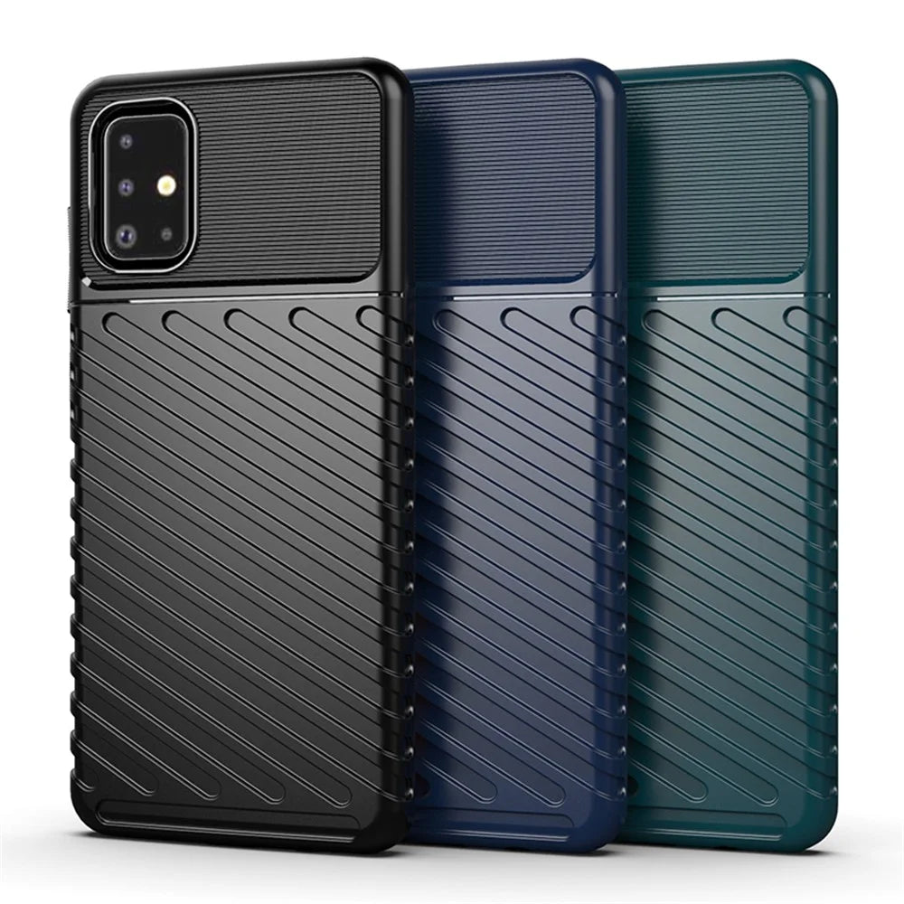 Thunder Series Twill Texture TPU Protector Cover for Samsung Galaxy A71 - Black - 3