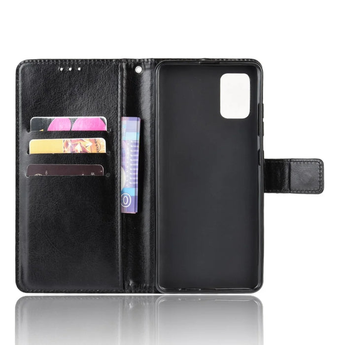 Crazy Horse Wallet Leather Stand Phone Casing for Samsung Galaxy A71 A715 - Black - 3