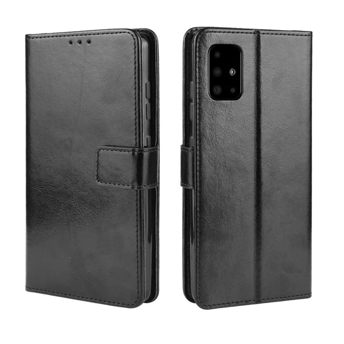 Crazy Horse Wallet Leather Stand Phone Casing for Samsung Galaxy A71 A715 - Black - 7