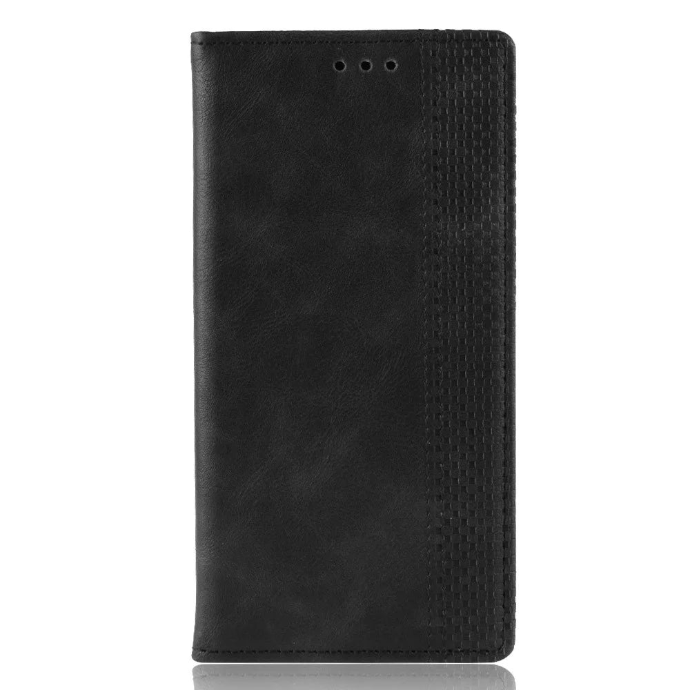 Vintage Style Leather Wallet Phone Case for Samsung Galaxy A71 A715 - Black - 2