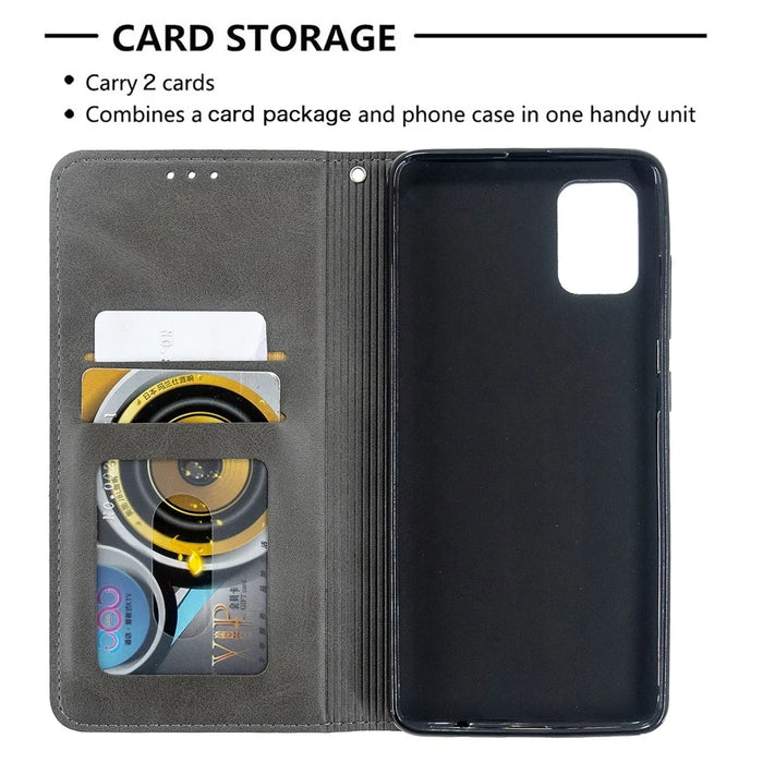 Geometric Pattern Leather Stand Case with Card Slots for Samsung Galaxy A51 - Grey - 7