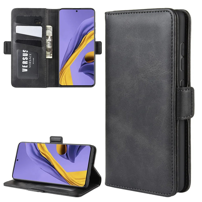 Magnet Adsorption Leather Wallet Stand Phone Shell Covering for Samsung Galaxy A51 - Black - 1