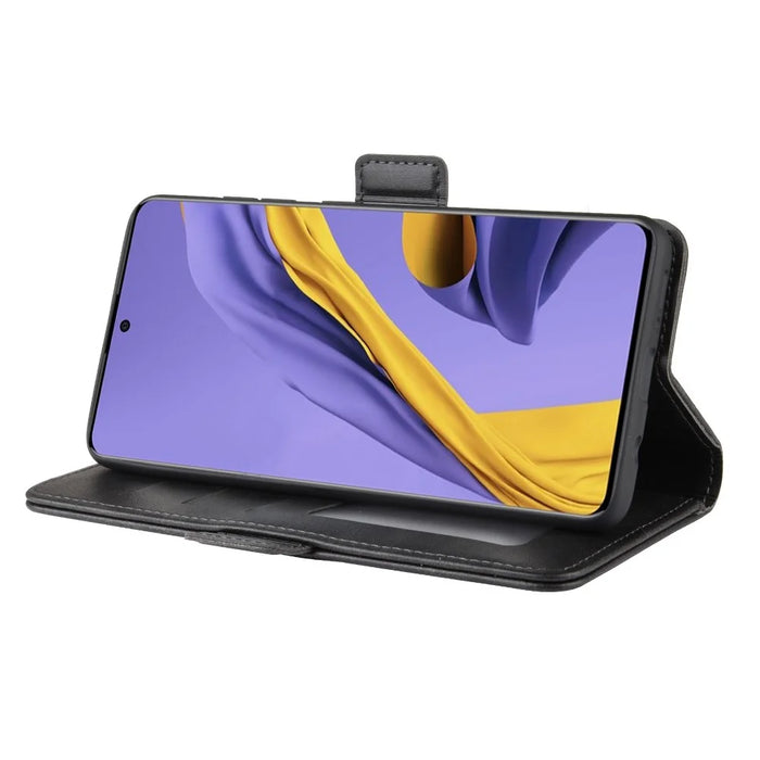 Magnet Adsorption Leather Wallet Stand Phone Shell Covering for Samsung Galaxy A51 - Black - 5