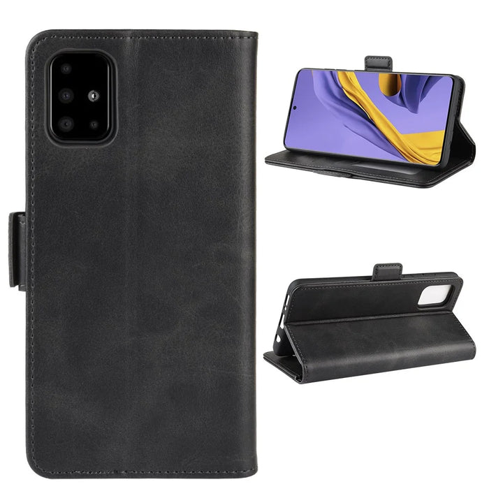 Magnet Adsorption Leather Wallet Stand Phone Shell Covering for Samsung Galaxy A51 - Black - 6