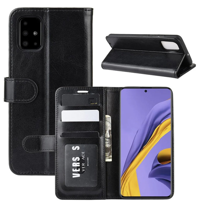 Crazy Horse Wallet Leather Stand Case for Samsung Galaxy A51 - Black - 1