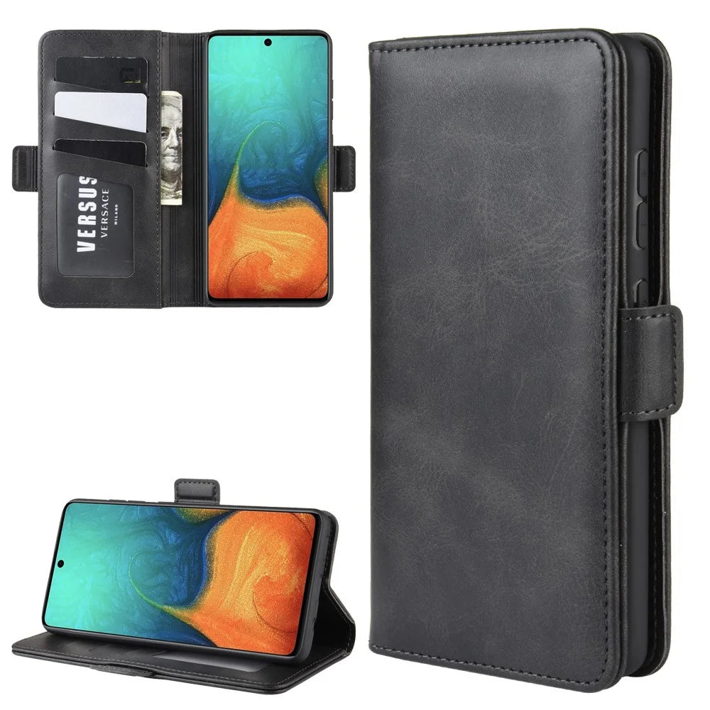 Magnetic Adsorption PU Leather Case for Samsung Galaxy A71 - Black - 1