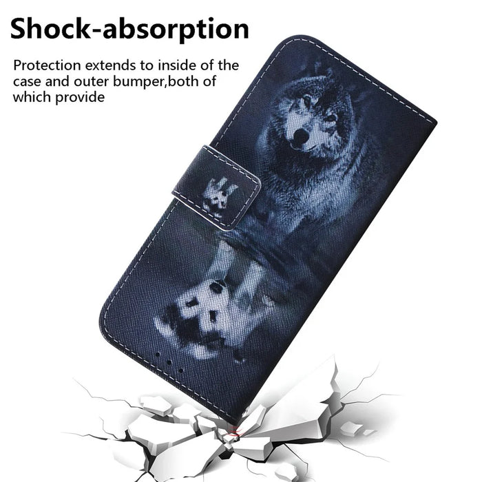 Pattern Printing PU Leather Wallet Phone Casing for Samsung Galaxy S20 4G/S20 5G - Dog and Tiger Reflection - 5