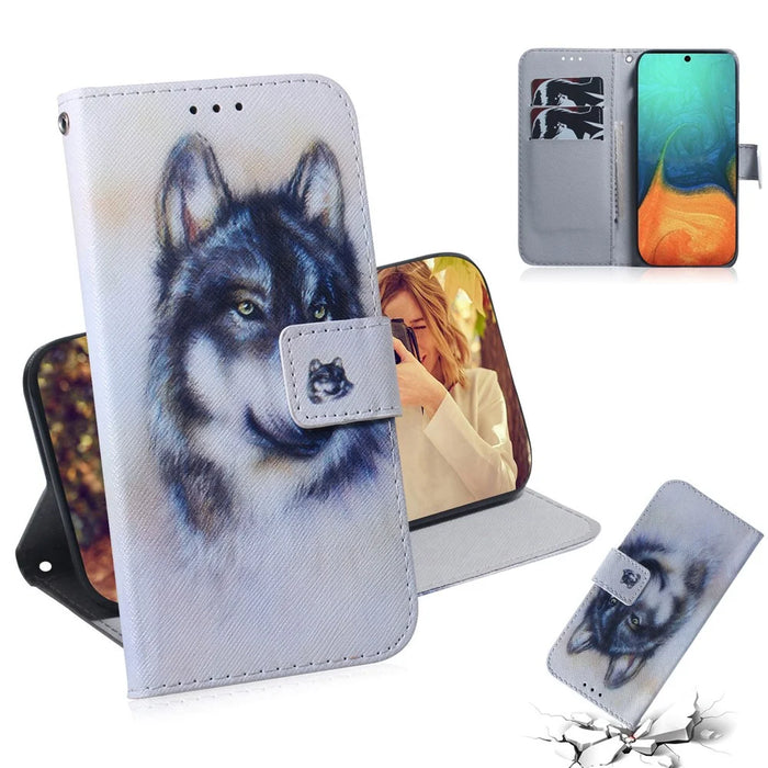 Pattern Printing PU Leather Wallet Phone Cover for Samsung Galaxy A71 A715 - Wolf - 1