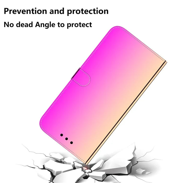 Mirror-like Surface Leather Wallet Cell Phone Case with Strap for Samsung Galaxy A51 - Rose - 5