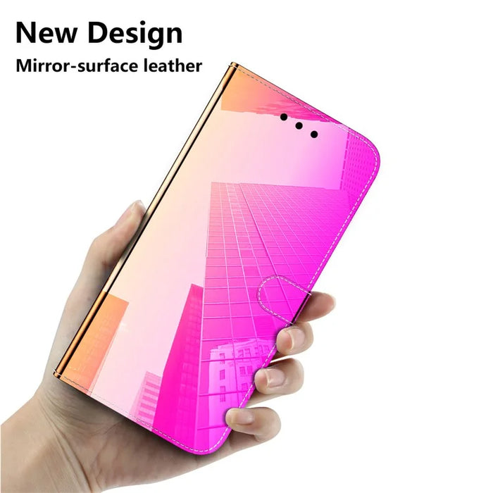 Mirror-like Surface Leather Wallet Cell Phone Case with Strap for Samsung Galaxy A51 - Rose - 6