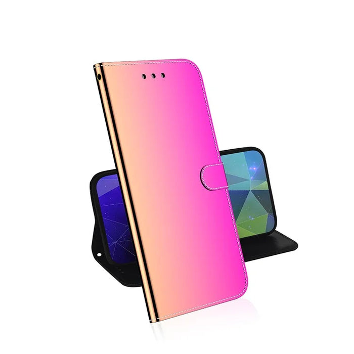 Mirror-like Surface Leather Wallet Cell Phone Case with Strap for Samsung Galaxy A51 - Rose - 7