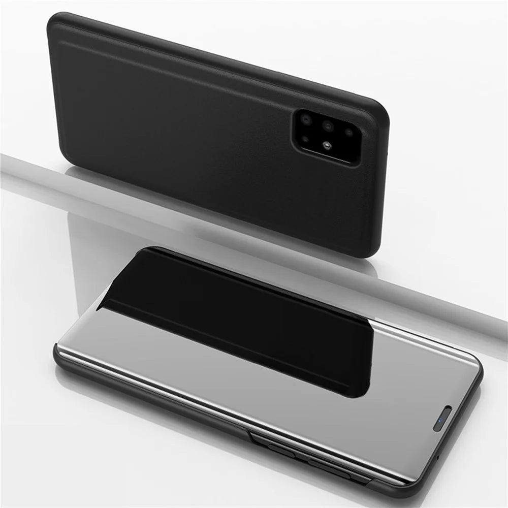 For Samsung Galaxy A71 Flip Leather Cover with Stand Full Body Protective Phone Case - Black - 1