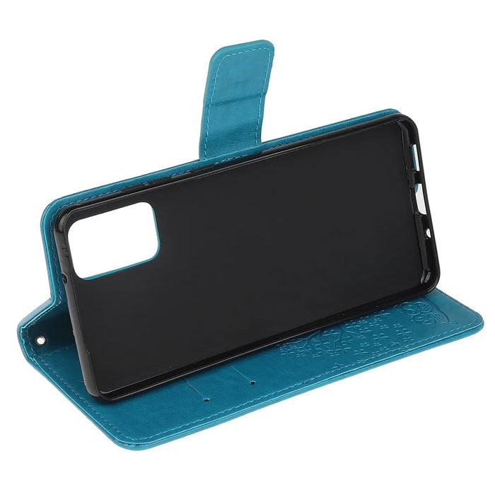Imprint Tree Owl Leather Wallet Phone Shell for Samsung Galaxy S20 4G/S20 5G - Blue - 4