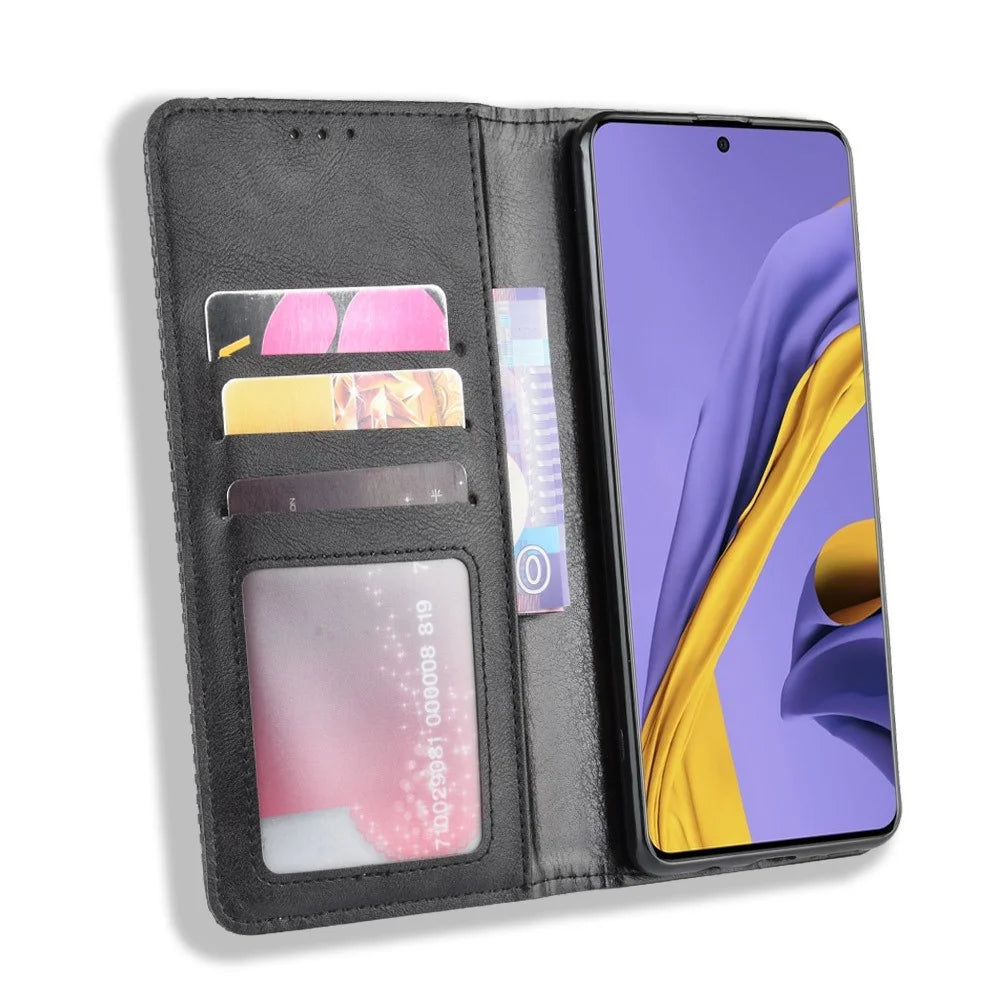 Retro Magnet PU Leather Cell Casing for Samsung Galaxy S20 Ultra - Black - 5