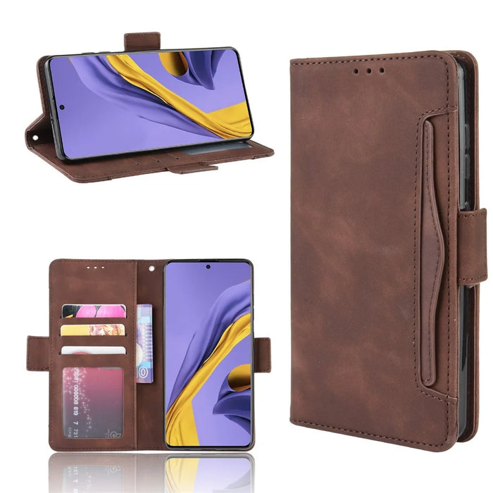 PU Leather Cell Casing with Many Card Slots for Samsung Galaxy S20 4G/S20 5G - Brown - 1