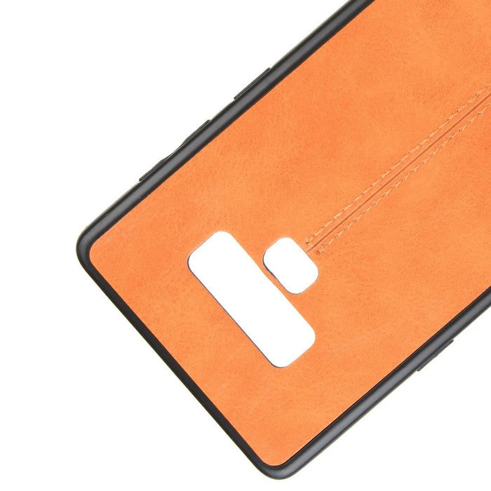 Leather Coated PC + TPU Hybrid Case Cover for Samsung Galaxy Note9 SM-N960 - Yellow - 2
