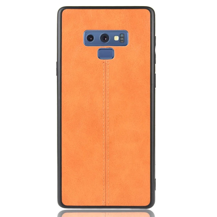 Leather Coated PC + TPU Hybrid Case Cover for Samsung Galaxy Note9 SM-N960 - Yellow - 3