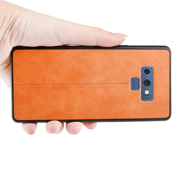 Leather Coated PC + TPU Hybrid Case Cover for Samsung Galaxy Note9 SM-N960 - Yellow - 5