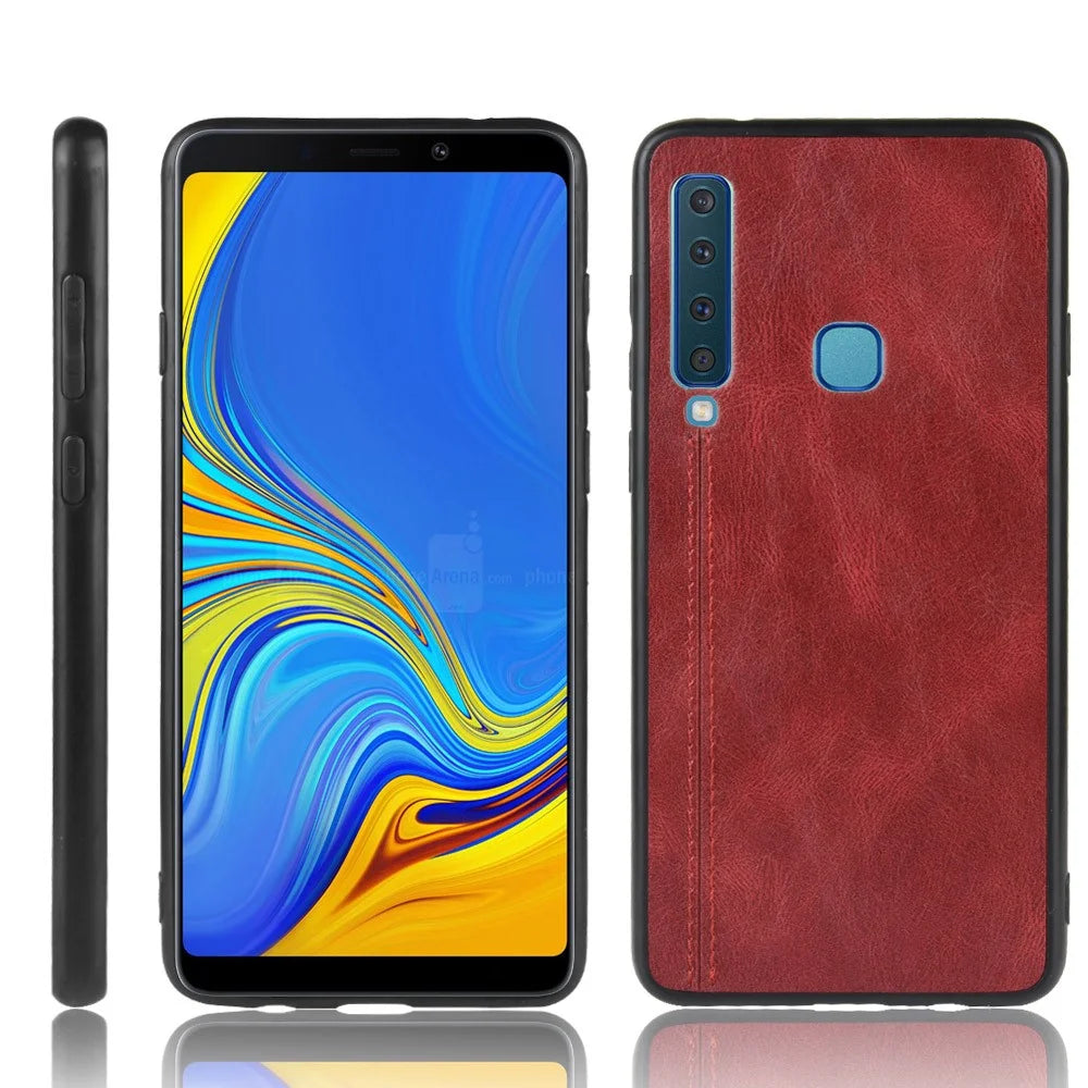 Leather Coated PC + TPU Hybrid Cover Case for Samsung Galaxy A9 (2018) / A9 Star Pro / A9s - Red - 1