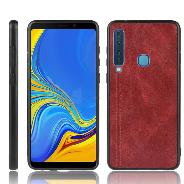 Leather Coated PC + TPU Hybrid Cover Case for Samsung Galaxy A9 (2018) / A9 Star Pro / A9s - Red - 1