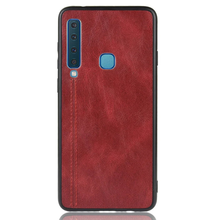 Leather Coated PC + TPU Hybrid Cover Case for Samsung Galaxy A9 (2018) / A9 Star Pro / A9s - Red - 3