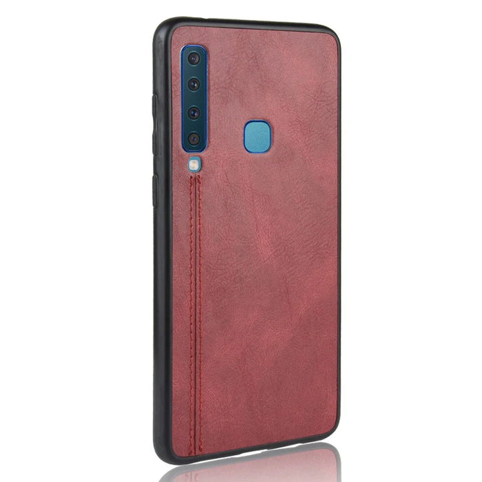 Leather Coated PC + TPU Hybrid Cover Case for Samsung Galaxy A9 (2018) / A9 Star Pro / A9s - Red - 4