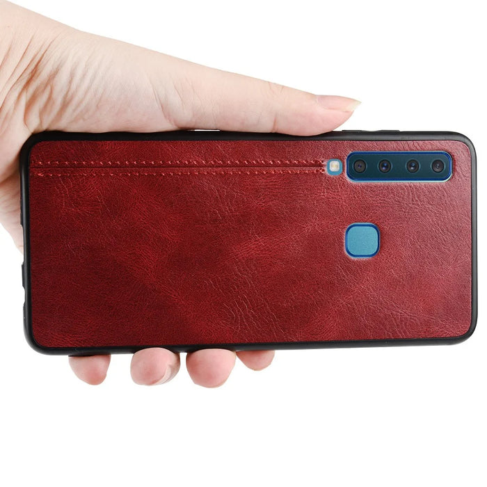 Leather Coated PC + TPU Hybrid Cover Case for Samsung Galaxy A9 (2018) / A9 Star Pro / A9s - Red - 5