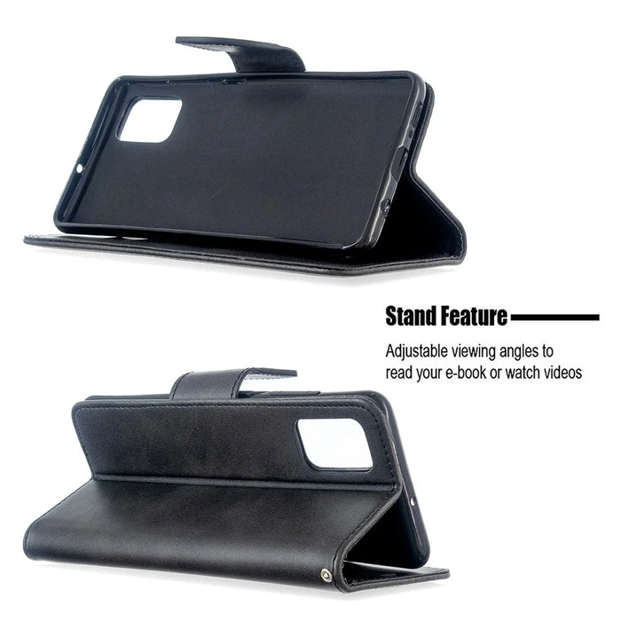 PU Leather Wallet Stand Shell Case for Samsung Galaxy A51 - Black - 5