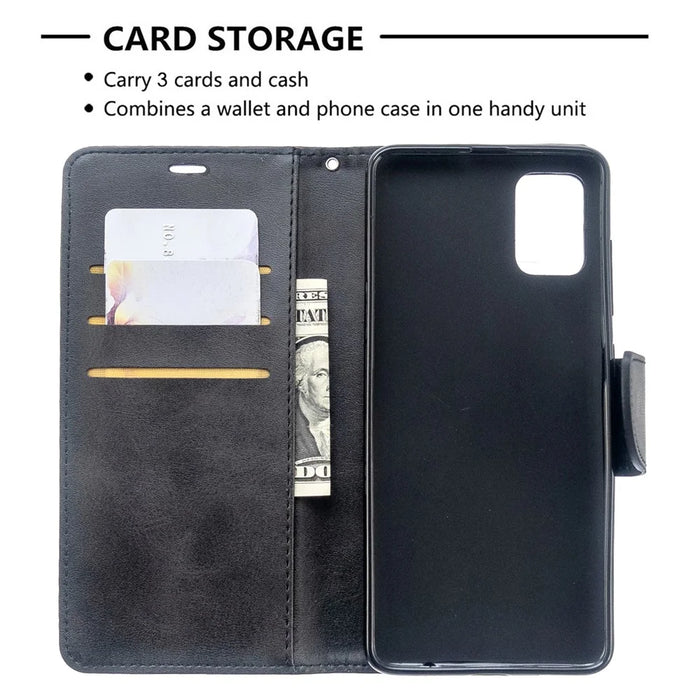 PU Leather Wallet Stand Shell Case for Samsung Galaxy A51 - Black - 6