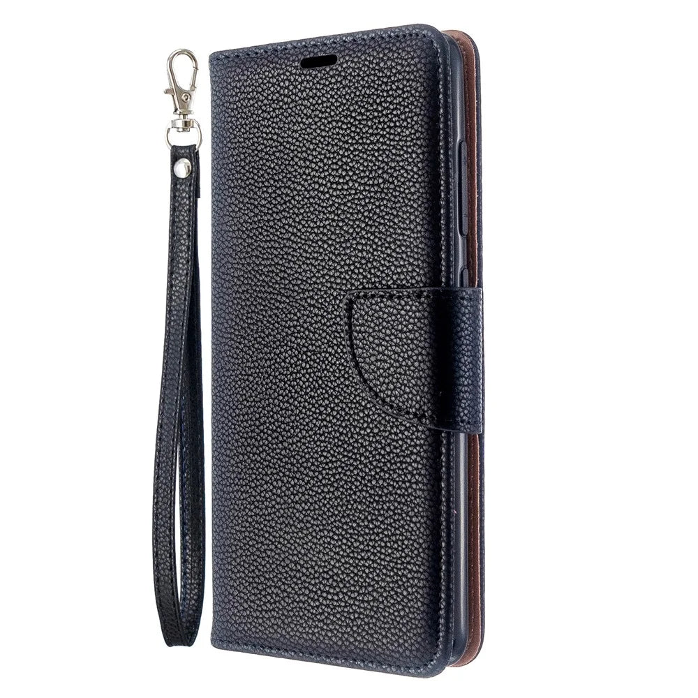 Litchi Skin Leather Wallet Case for Samsung Galaxy A51 - Black - 2