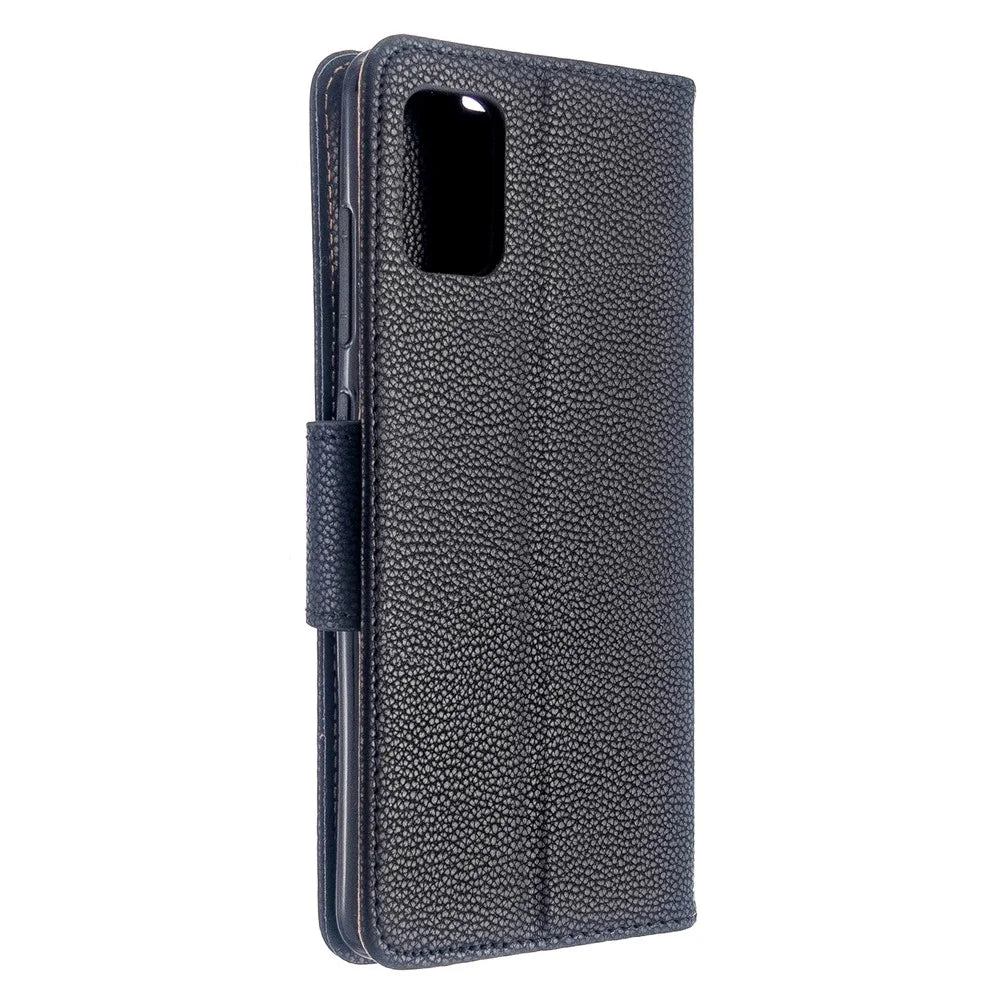 Litchi Skin Leather Wallet Case for Samsung Galaxy A51 - Black - 3