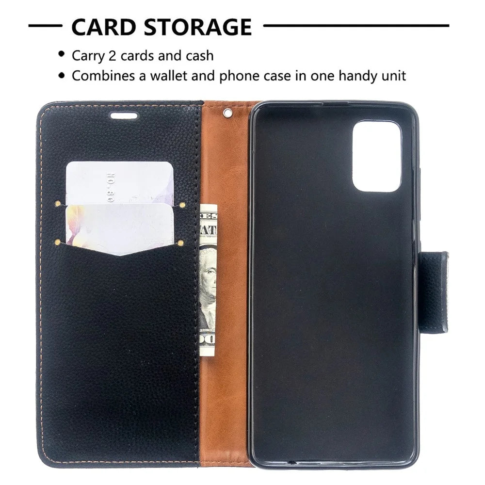 Litchi Skin Leather Wallet Case for Samsung Galaxy A51 - Black - 6