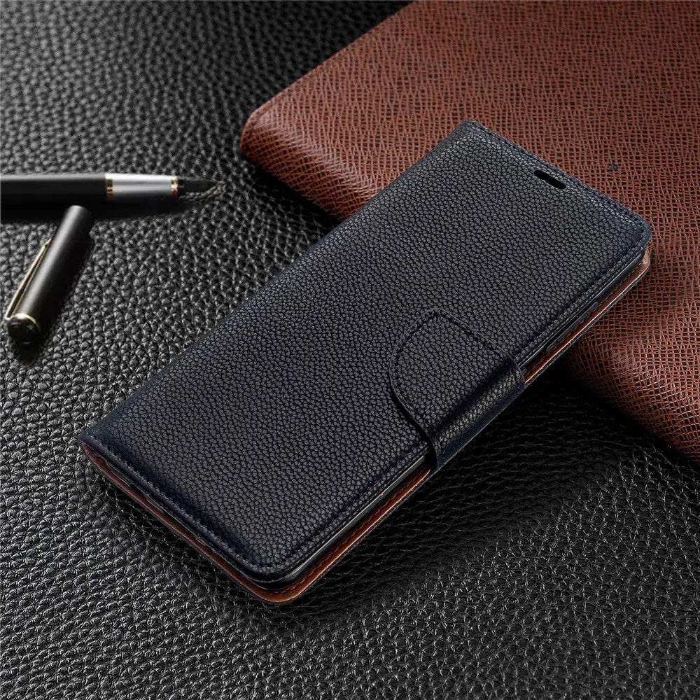 Litchi Skin Leather Wallet Case for Samsung Galaxy A51 - Black - 7