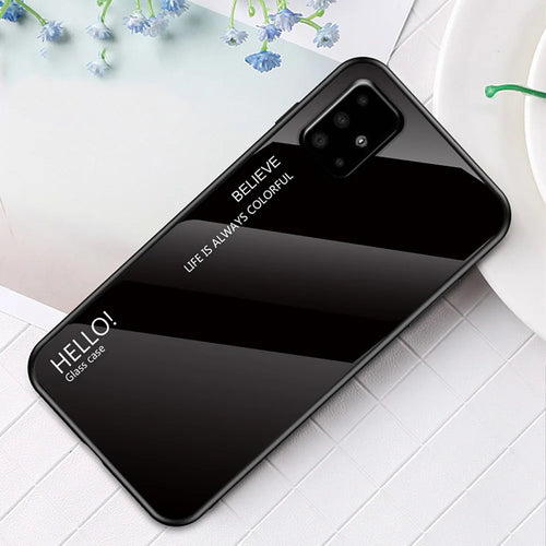 Gradient Color Tempered Glass + PC + TPU Hybrid Case for Samsung Galaxy A51 - Black - 1