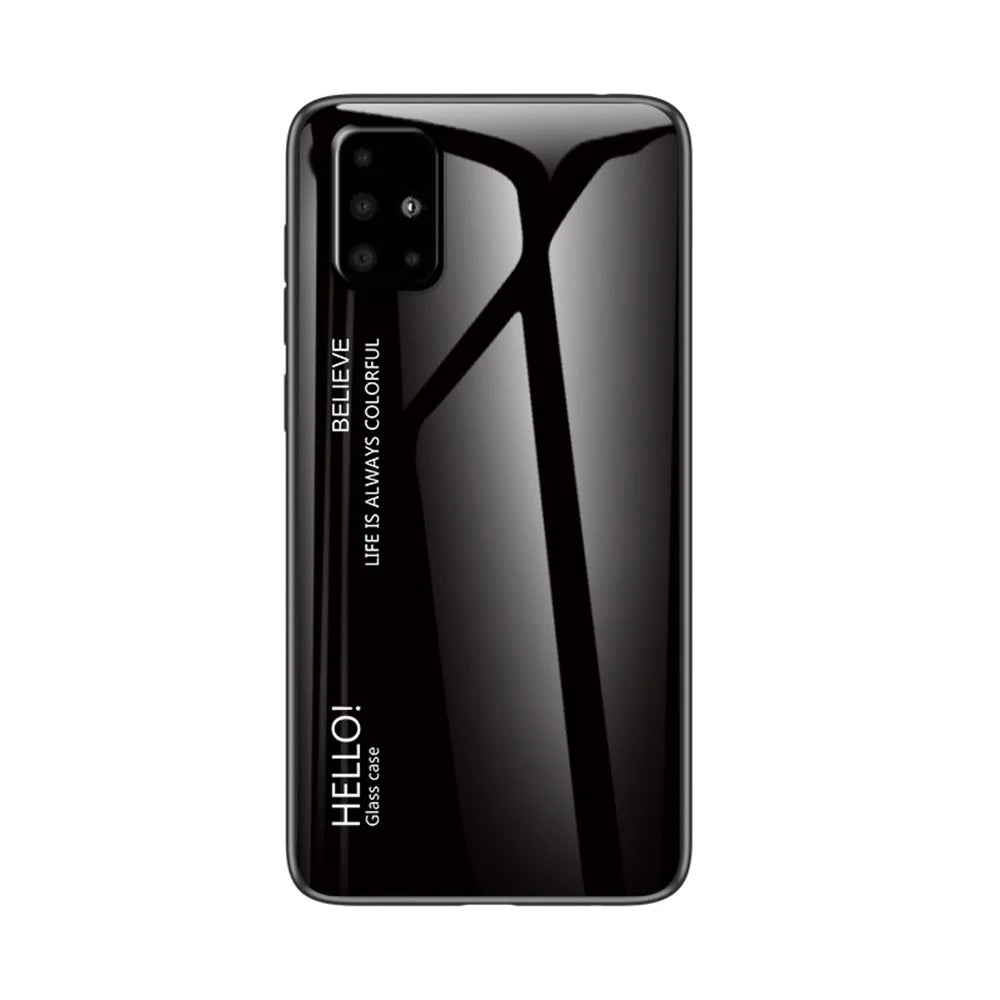 Gradient Color Tempered Glass + PC + TPU Hybrid Case for Samsung Galaxy A51 - Black - 2