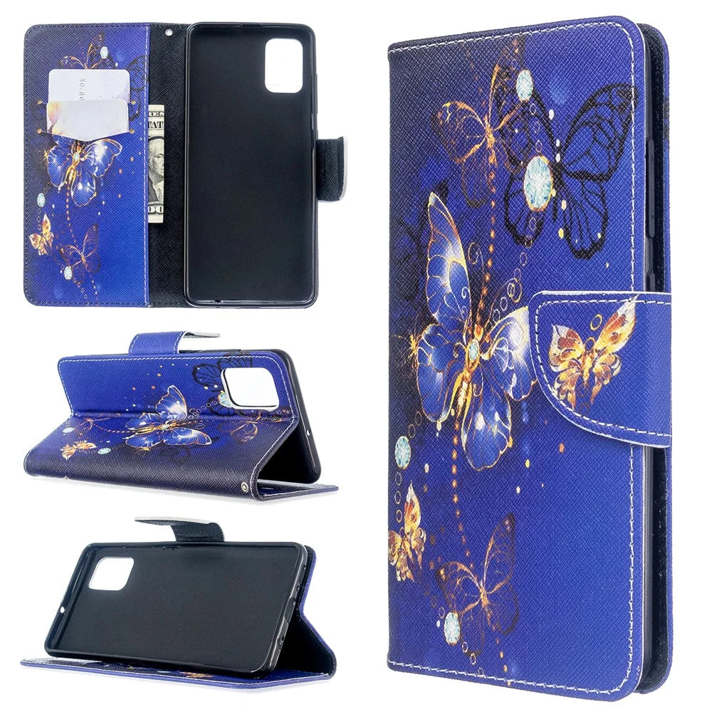 Pattern Printing Wallet Leather Flip Cover Case for Samsung Galaxy A51 - Beautiful Butterfly - 1