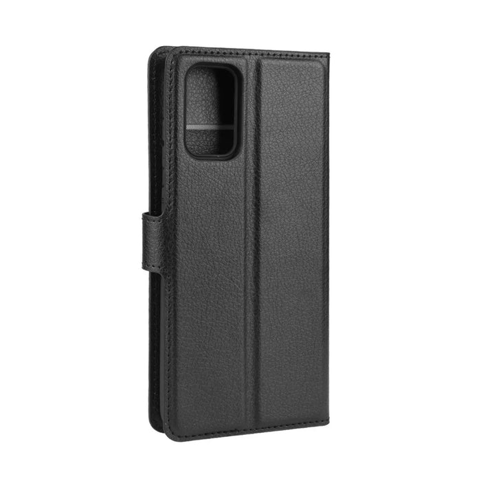 Litchi Skin Leather Wallet Stand Case for Samsung Galaxy S20 Plus - Black - 6